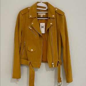 MICHAEL Michael Kors Mustard Leather Moto Jacket